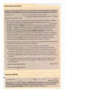 modello informativa mediazione